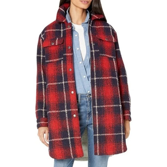 NWOT Levi’s Wool Blend Sherpa Lined Long Shacket - Picture 1 of 9